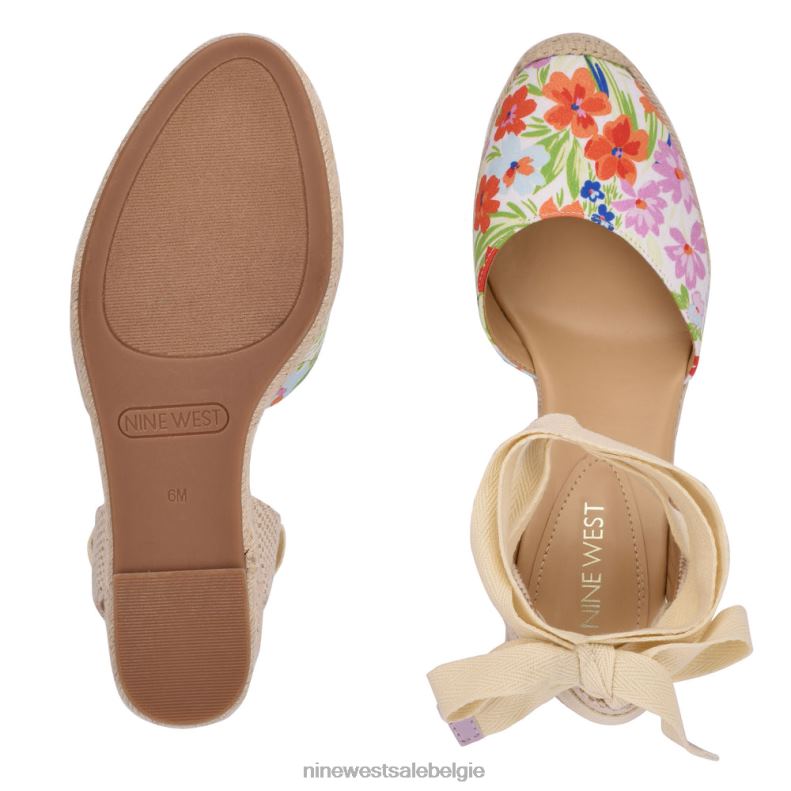 Nine West L48XT842 witte bloemen espadrille sleehaksandalen met enkelomslag van de vriend