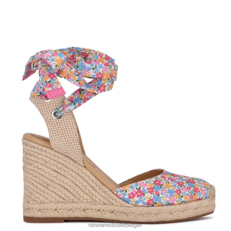 Nine West L48XT843 idioot bloemig espadrille sleehaksandalen met enkelomslag van de vriend