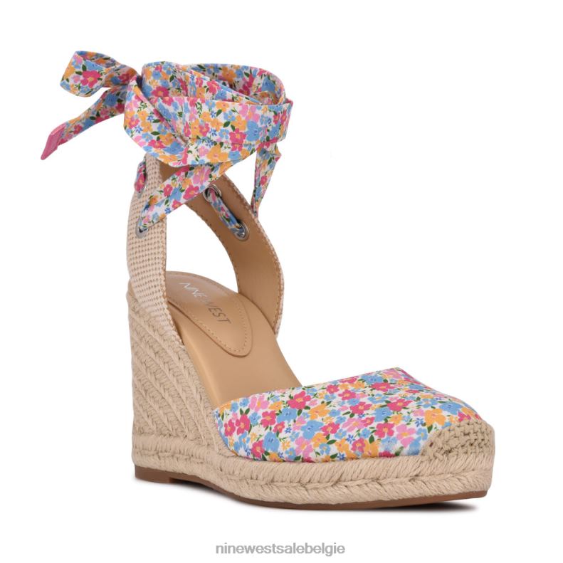 Nine West L48XT843 idioot bloemig espadrille sleehaksandalen met enkelomslag van de vriend