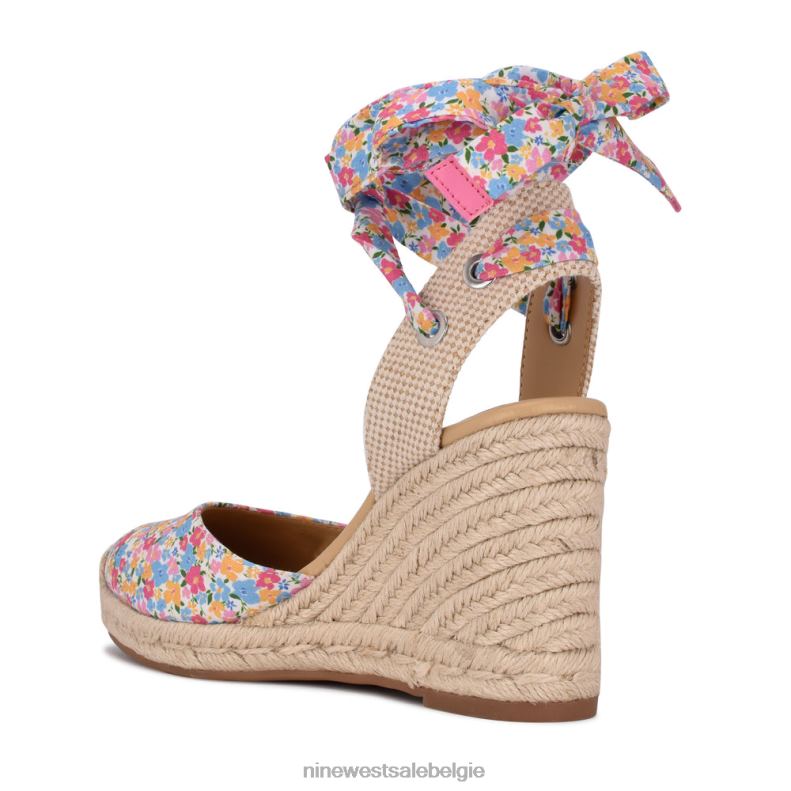 Nine West L48XT843 idioot bloemig espadrille sleehaksandalen met enkelomslag van de vriend