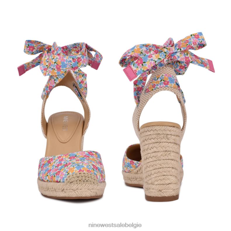 Nine West L48XT843 idioot bloemig espadrille sleehaksandalen met enkelomslag van de vriend