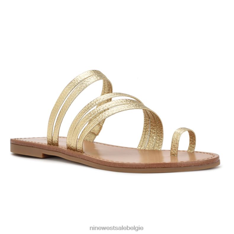 Nine West L48XT801 platijn CINS teenring platte sandalen met bandjes