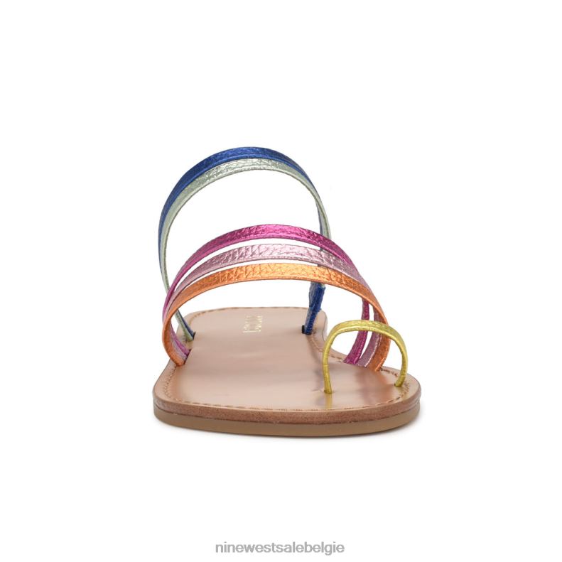 Nine West L48XT802 multi-metallic CINS teenring platte sandalen met bandjes