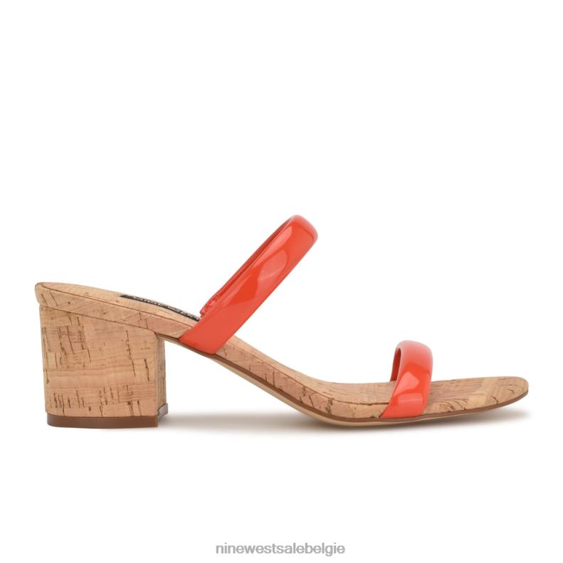 Nine West L48XT804 oranje kurk Tae-slipsandalen met hak