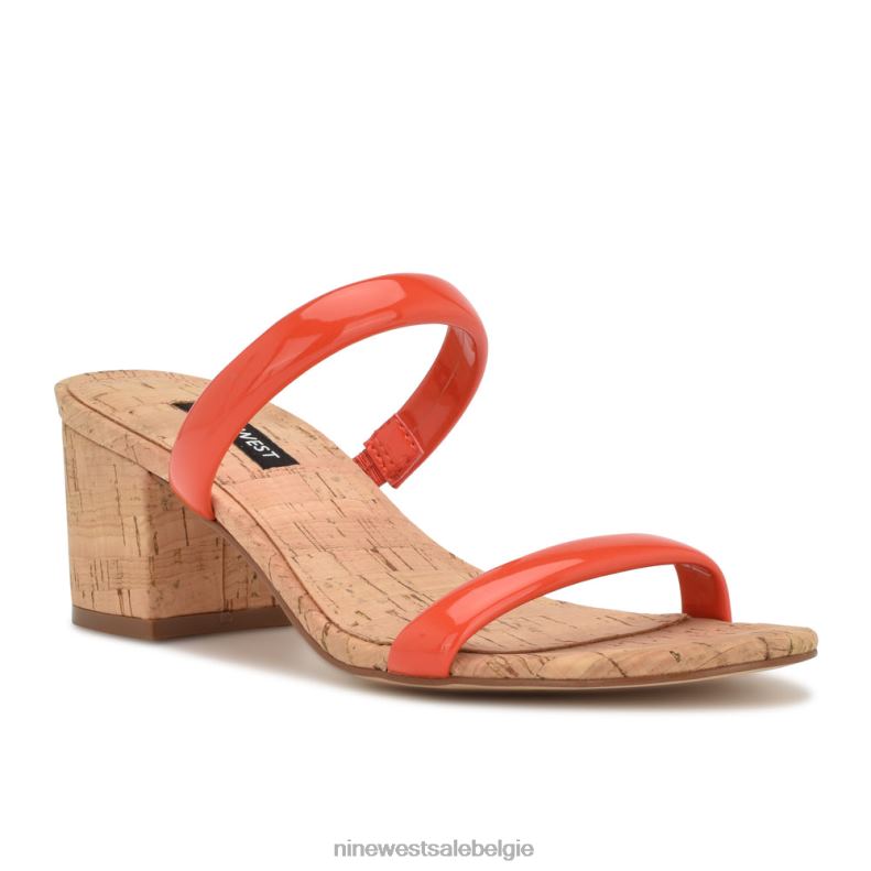 Nine West L48XT804 oranje kurk Tae-slipsandalen met hak