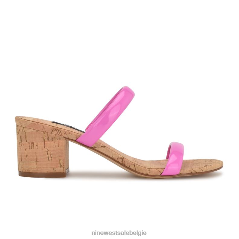 Nine West L48XT805 neonroze kurk Tae-slipsandalen met hak