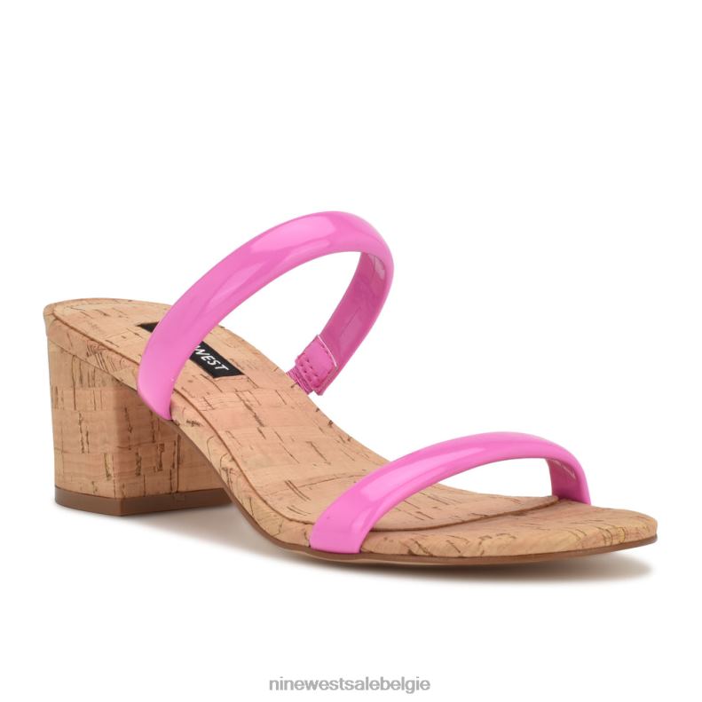 Nine West L48XT805 neonroze kurk Tae-slipsandalen met hak