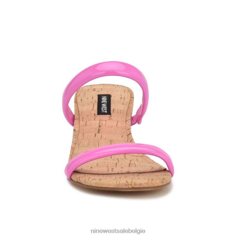 Nine West L48XT805 neonroze kurk Tae-slipsandalen met hak