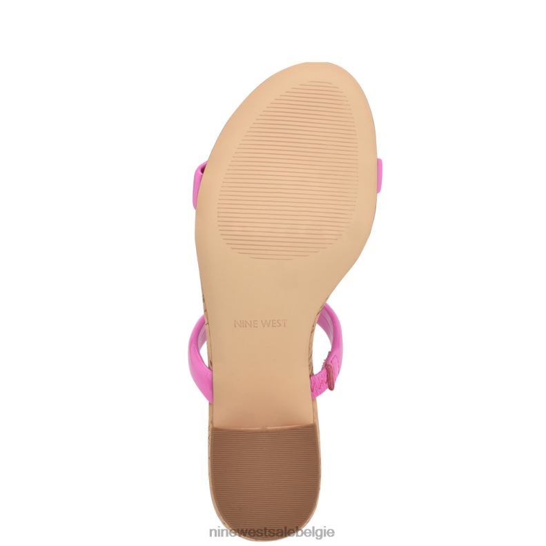 Nine West L48XT805 neonroze kurk Tae-slipsandalen met hak