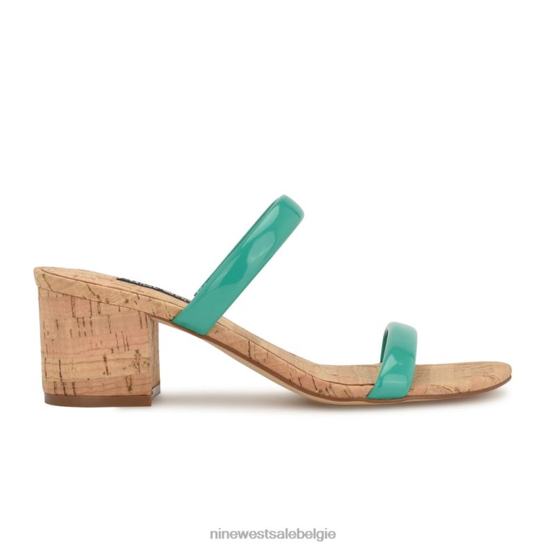 Nine West L48XT806 smaragdgroene kurk Tae-slipsandalen met hak