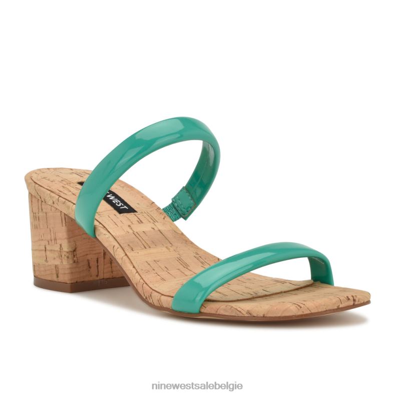 Nine West L48XT806 smaragdgroene kurk Tae-slipsandalen met hak