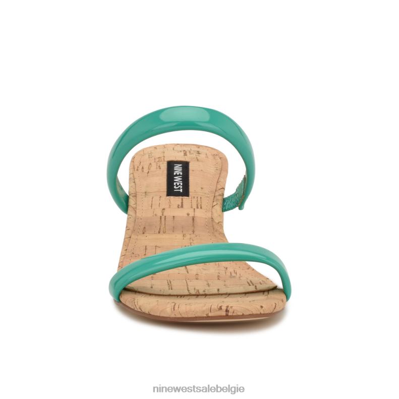 Nine West L48XT806 smaragdgroene kurk Tae-slipsandalen met hak