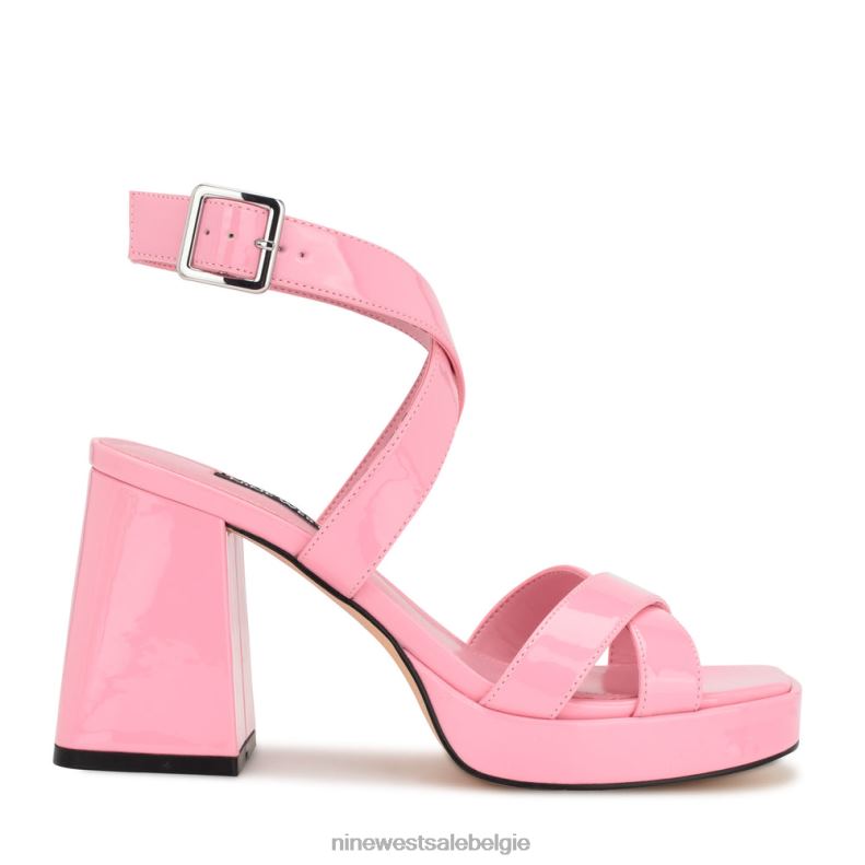 Nine West L48XT820 roze patent platformsandalen met enkelbandje