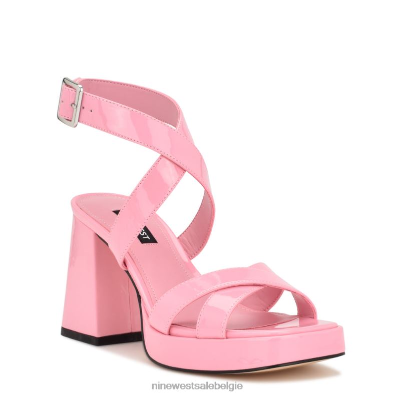 Nine West L48XT820 roze patent platformsandalen met enkelbandje