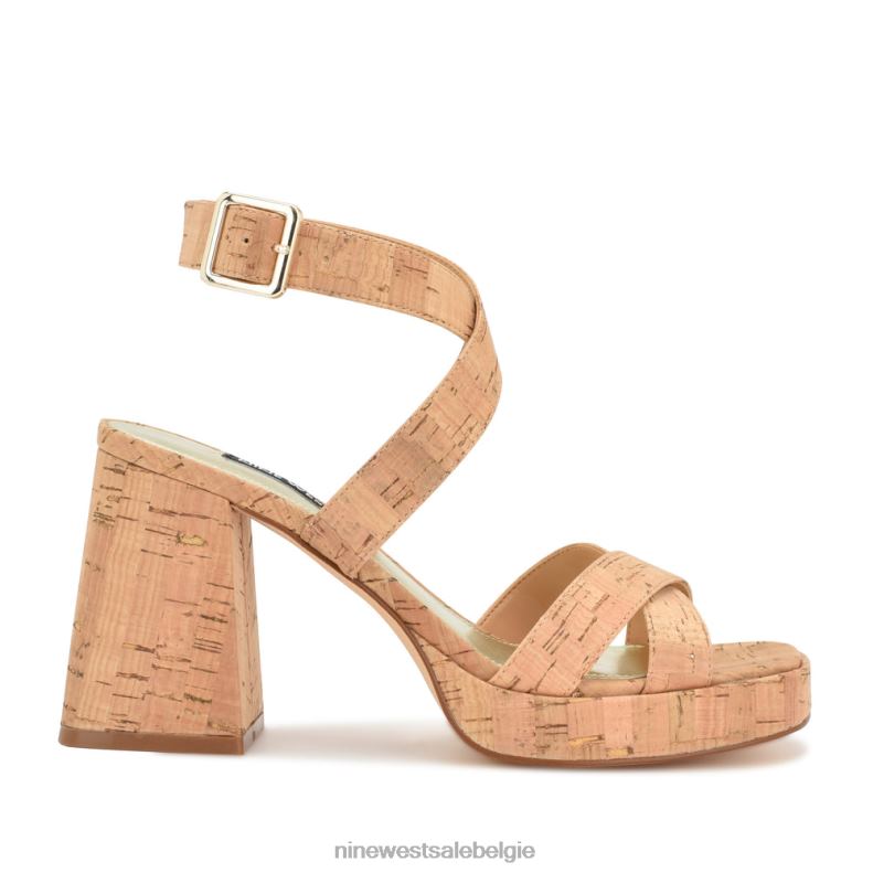 Nine West L48XT821 natuurlijke kurk platformsandalen met enkelbandje