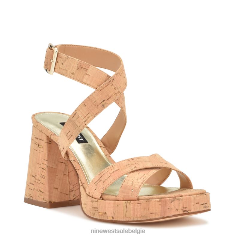 Nine West L48XT821 natuurlijke kurk platformsandalen met enkelbandje