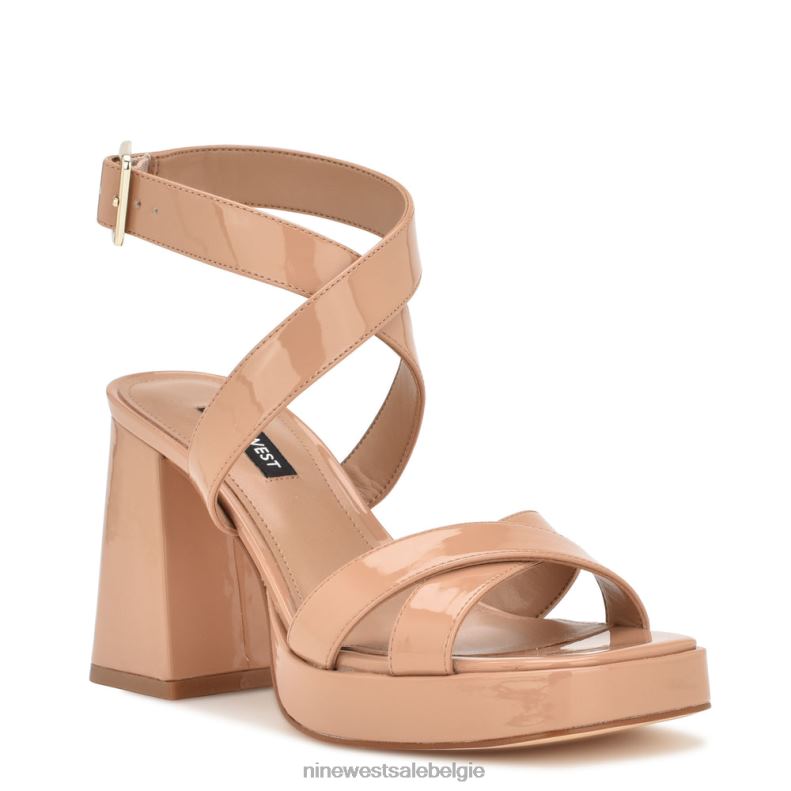 Nine West L48XT822 blozen patent platformsandalen met enkelbandje