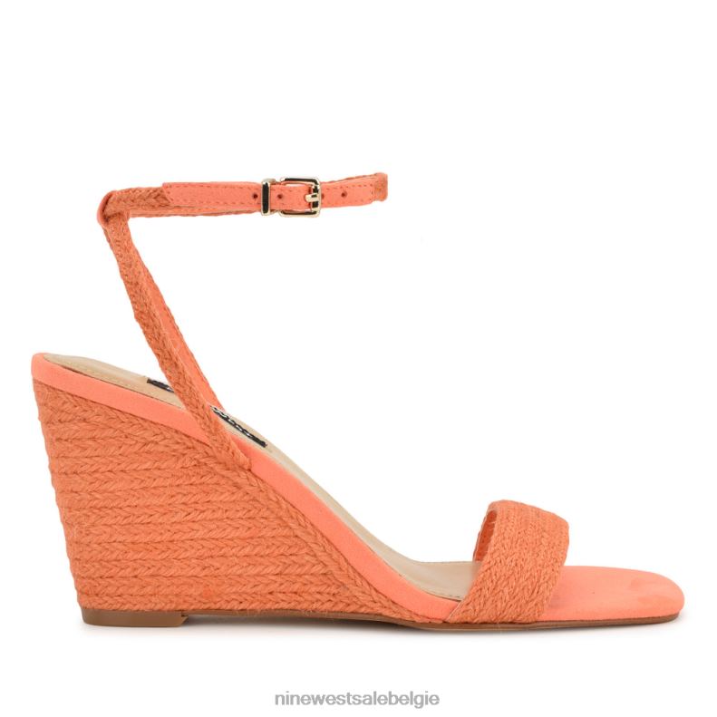 Nine West L48XT829 oranje geweven Nijl sleehak sandalen