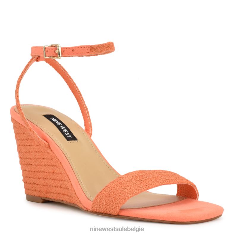 Nine West L48XT829 oranje geweven Nijl sleehak sandalen