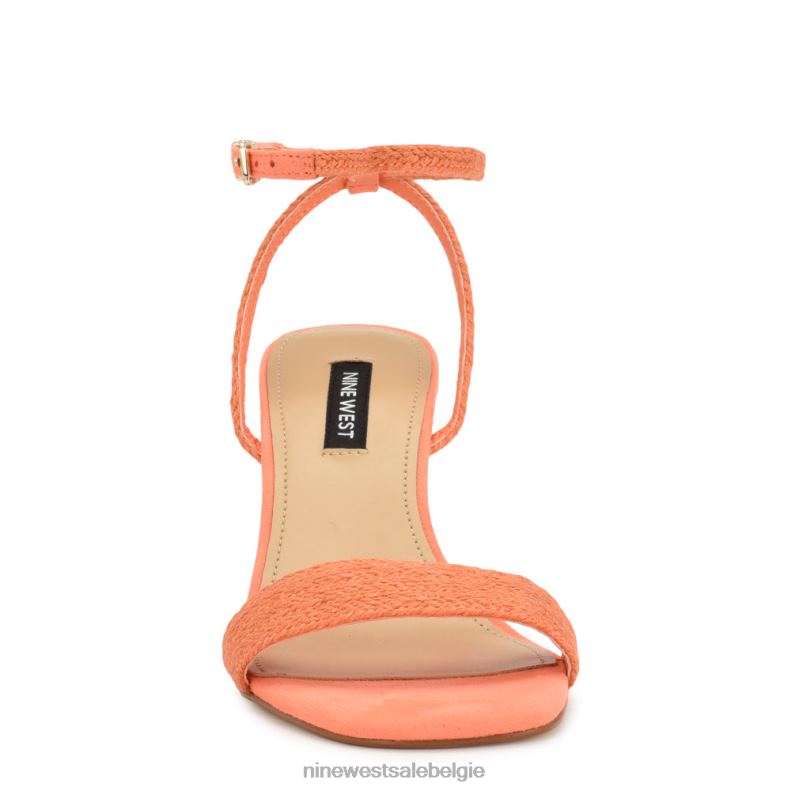 Nine West L48XT829 oranje geweven Nijl sleehak sandalen