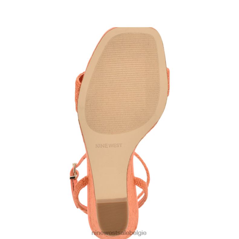 Nine West L48XT829 oranje geweven Nijl sleehak sandalen