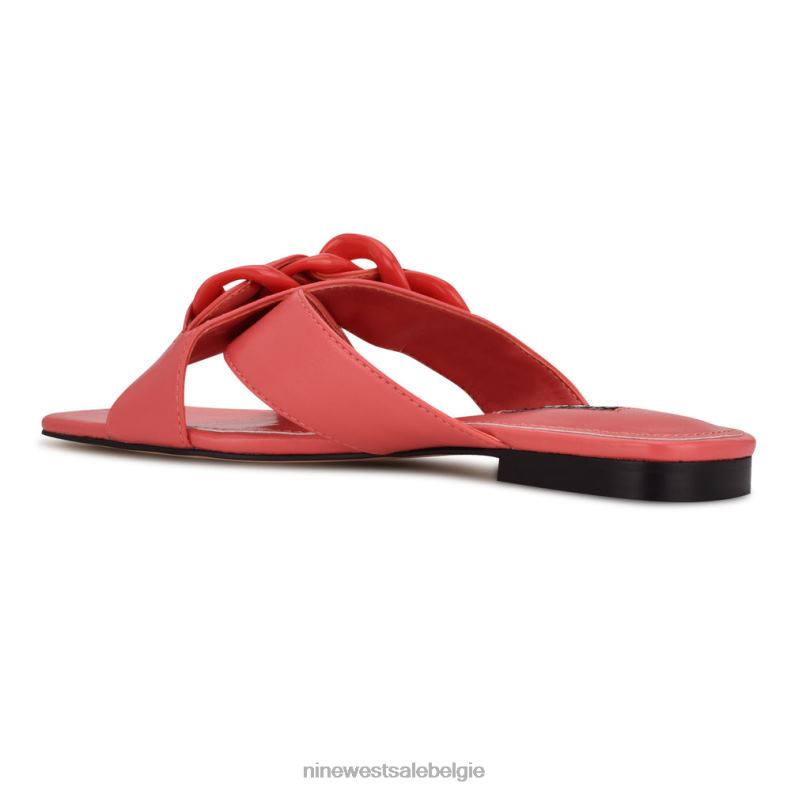 Nine West L48XT1052 koraal mistige platte sandalen