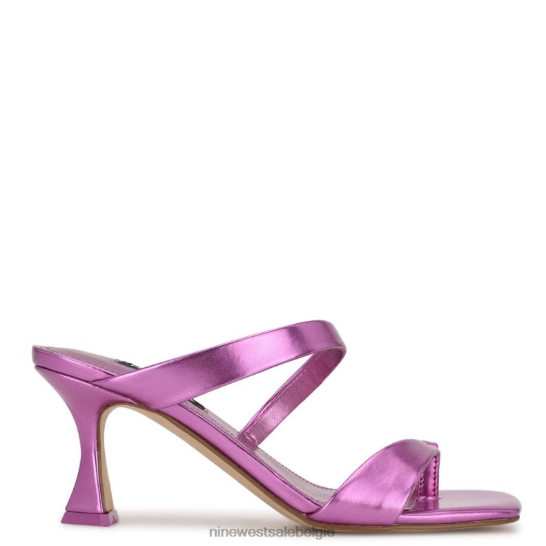 Nine West L48XT1817 roze metaalachtig Padma-slipsandalen met hak