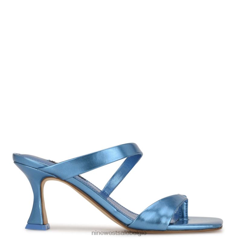 Nine West L48XT1818 blauw metaalachtig Padma-slipsandalen met hak