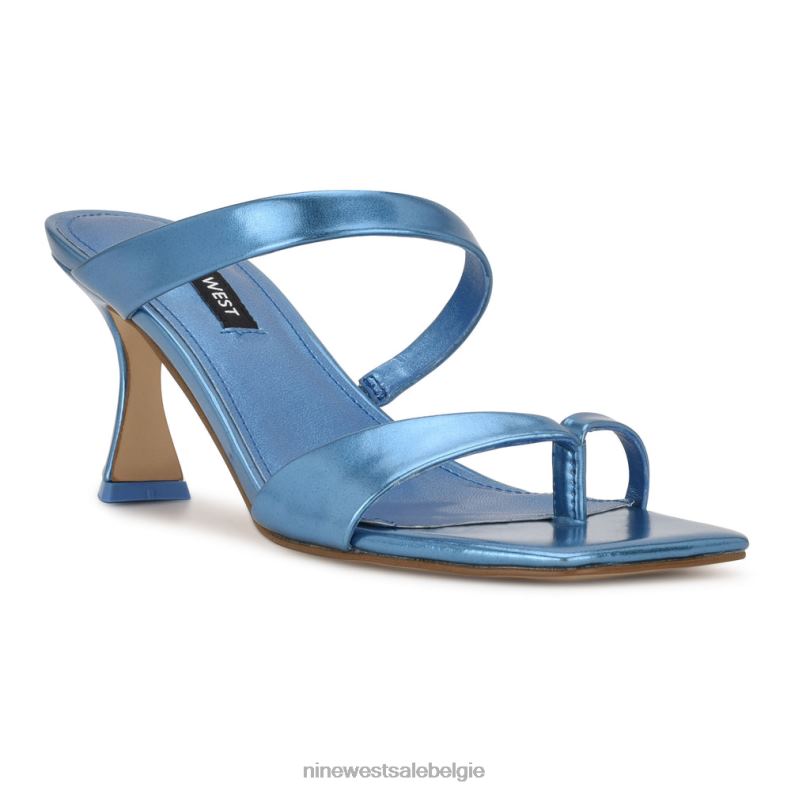 Nine West L48XT1818 blauw metaalachtig Padma-slipsandalen met hak