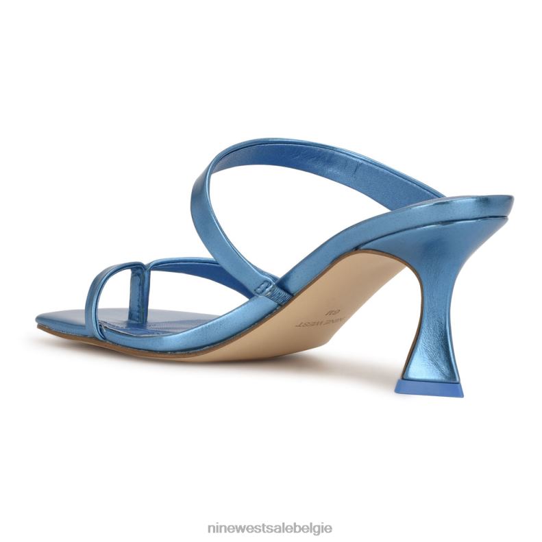 Nine West L48XT1818 blauw metaalachtig Padma-slipsandalen met hak