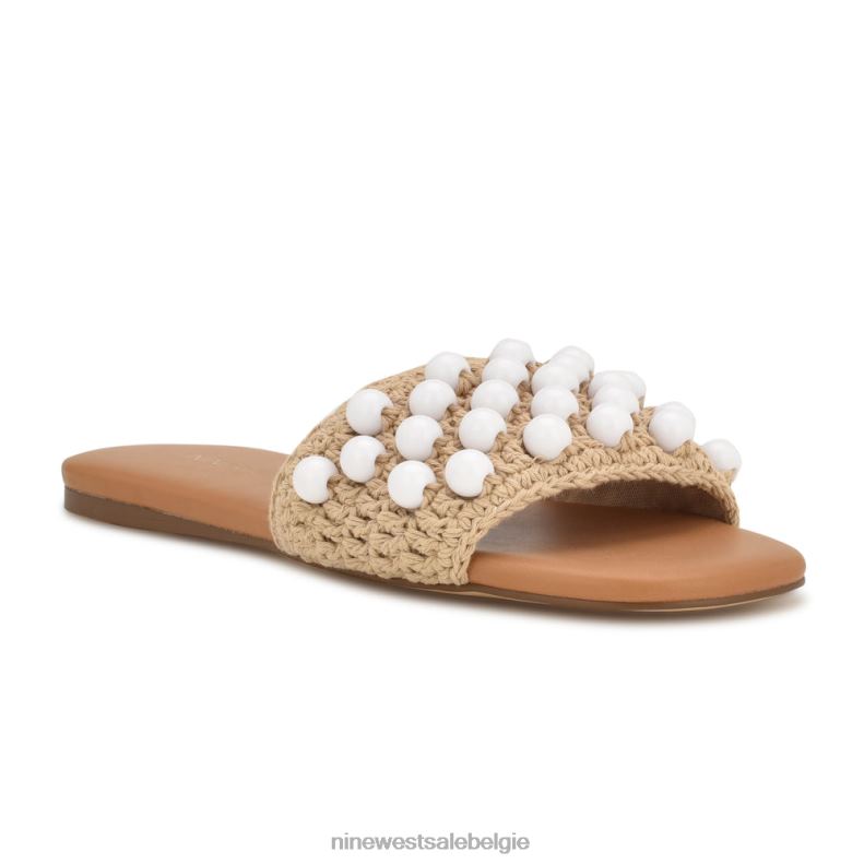 Nine West L48XT644 natuurlijk wit Leelee geweven schuifsandalen