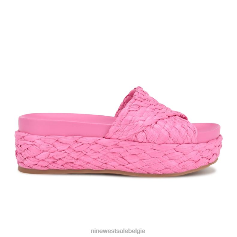 Nine West L48XT646 roze raffia Canni espadrille-slipsandalen