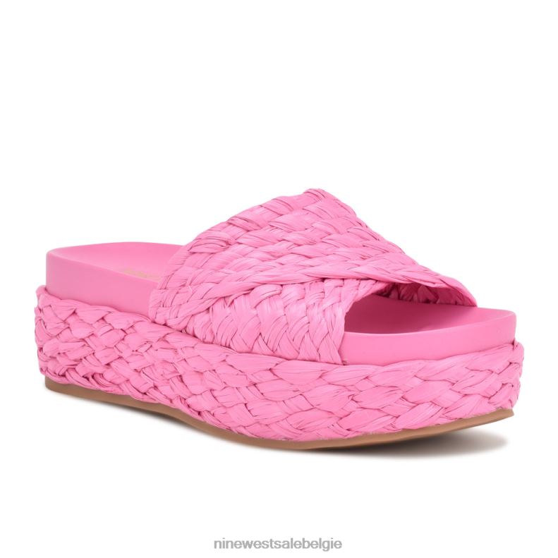 Nine West L48XT646 roze raffia Canni espadrille-slipsandalen