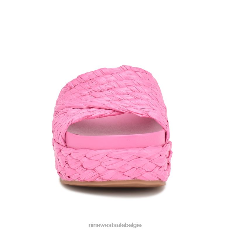 Nine West L48XT646 roze raffia Canni espadrille-slipsandalen