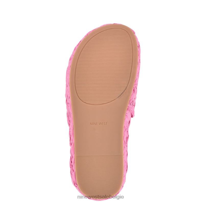 Nine West L48XT646 roze raffia Canni espadrille-slipsandalen