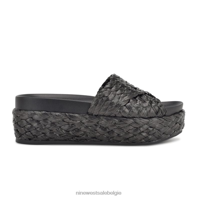 Nine West L48XT649 zwarte raffia Canni espadrille-slipsandalen