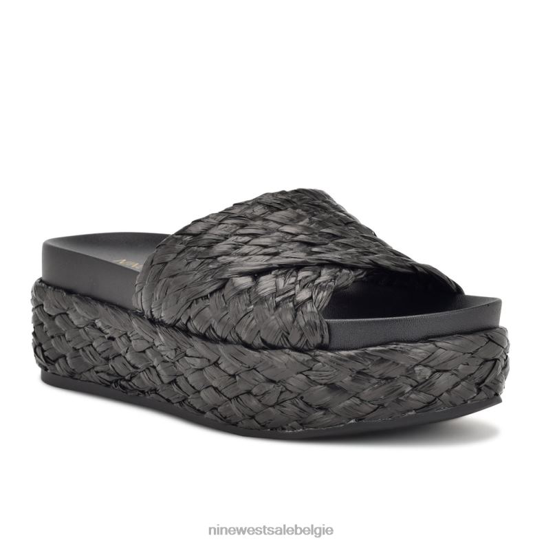 Nine West L48XT649 zwarte raffia Canni espadrille-slipsandalen