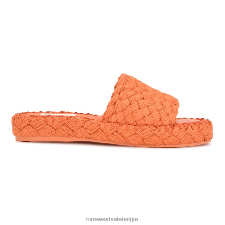 Nine West L48XT654 oranje stef geweven schuifsandalen