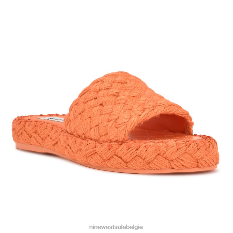 Nine West L48XT654 oranje stef geweven schuifsandalen