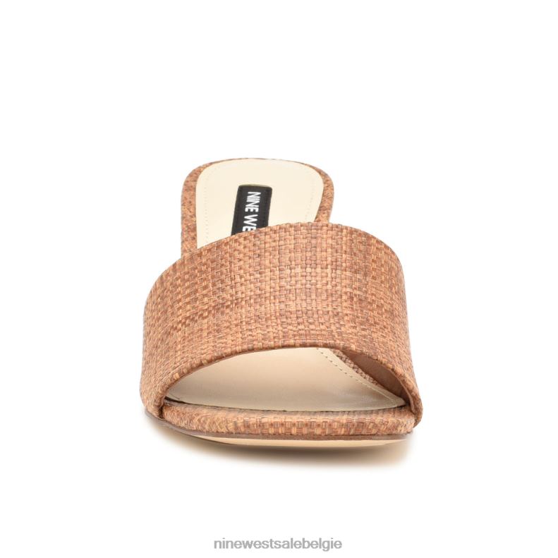 Nine West L48XT657 bruine raffia Kerina sandalen met sleehak