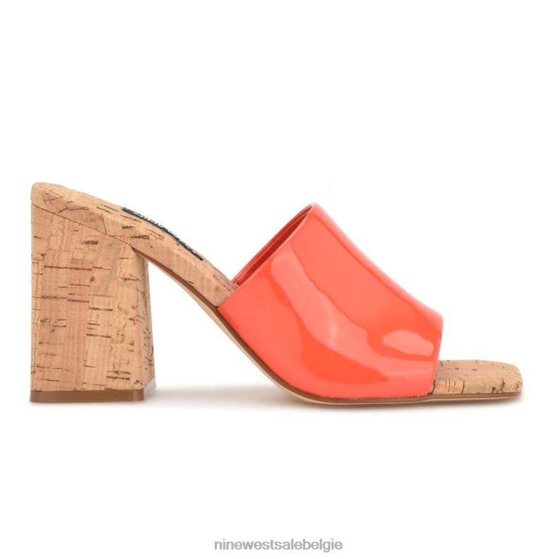 Nine West L48XT669 oranje patent Teice sandalen met hak