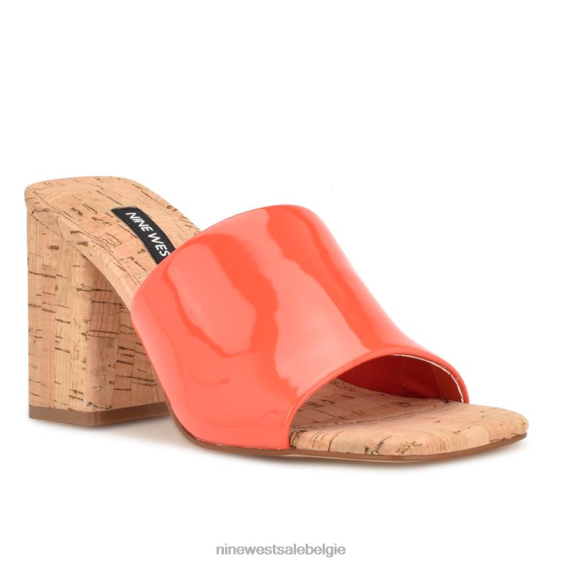 Nine West L48XT669 oranje patent Teice sandalen met hak