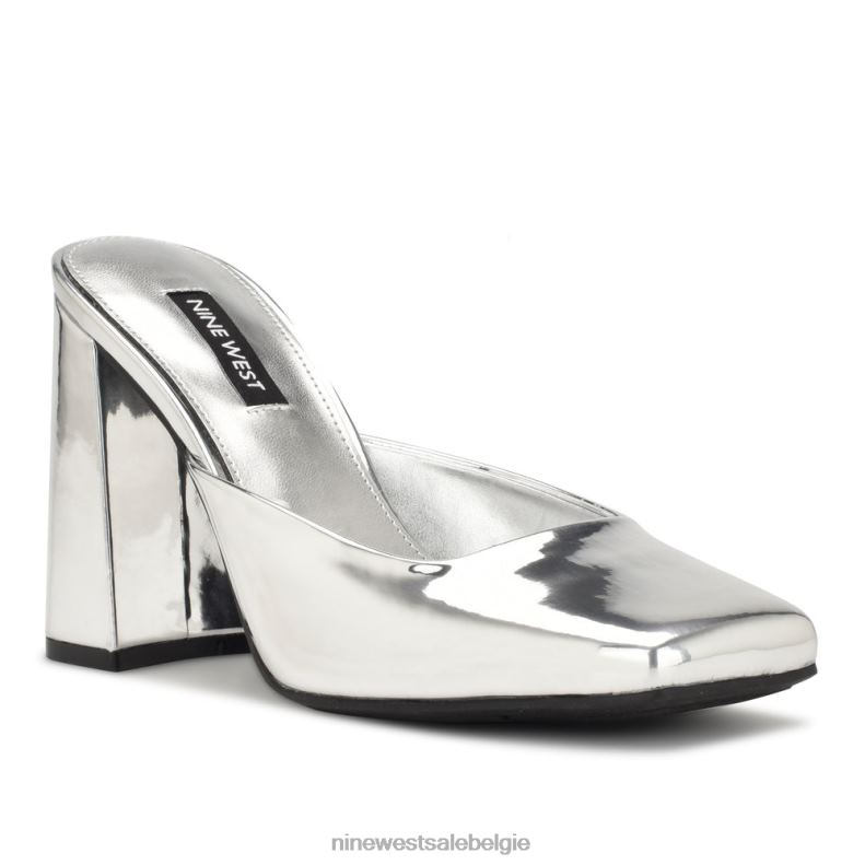 Nine West L48XT690 zilver spiegel metallic yogi-slippers met hakken