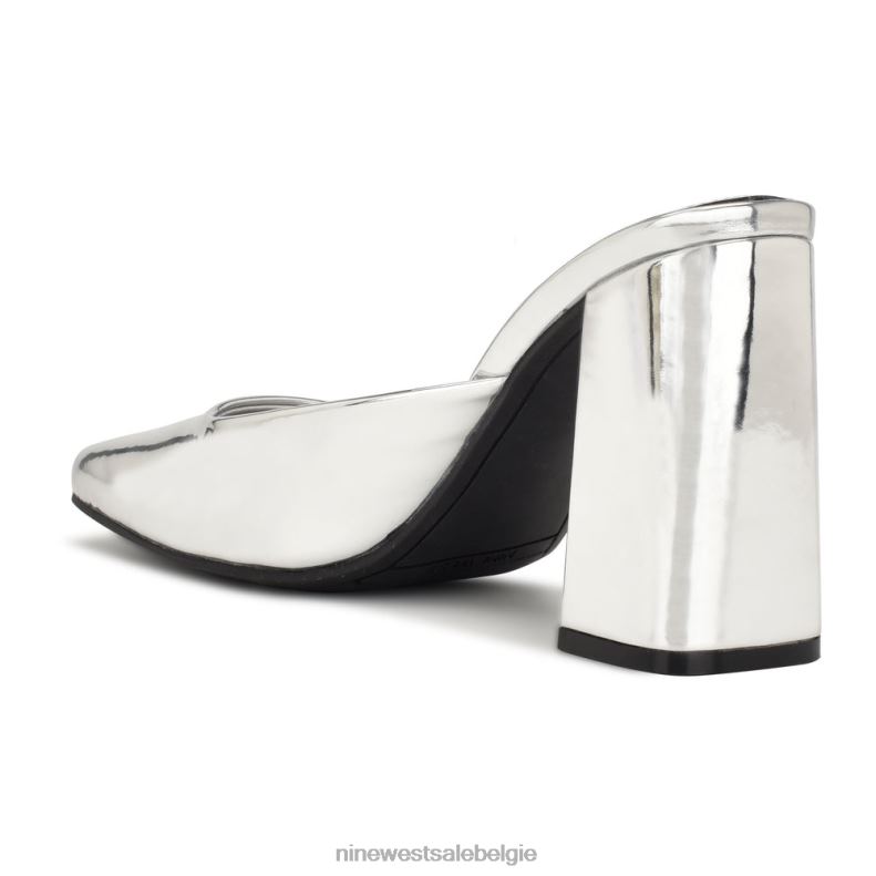 Nine West L48XT690 zilver spiegel metallic yogi-slippers met hakken