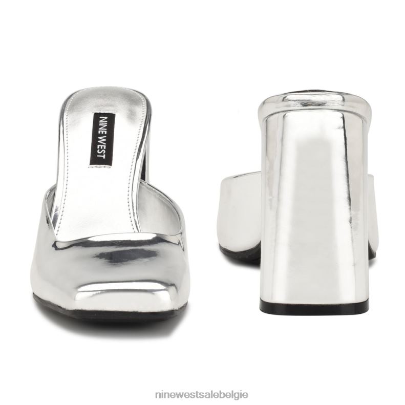 Nine West L48XT690 zilver spiegel metallic yogi-slippers met hakken