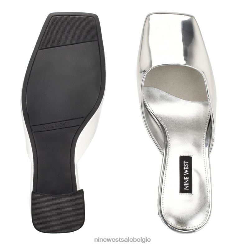 Nine West L48XT690 zilver spiegel metallic yogi-slippers met hakken