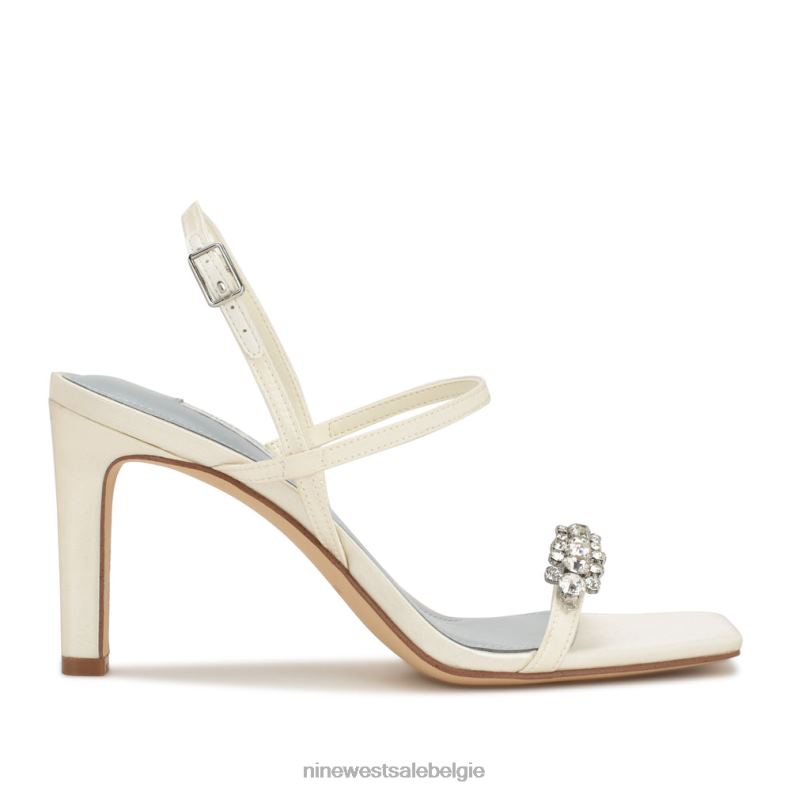 Nine West L48XT161 ivoor satijn kristal Oreece slingback sandalen met hak