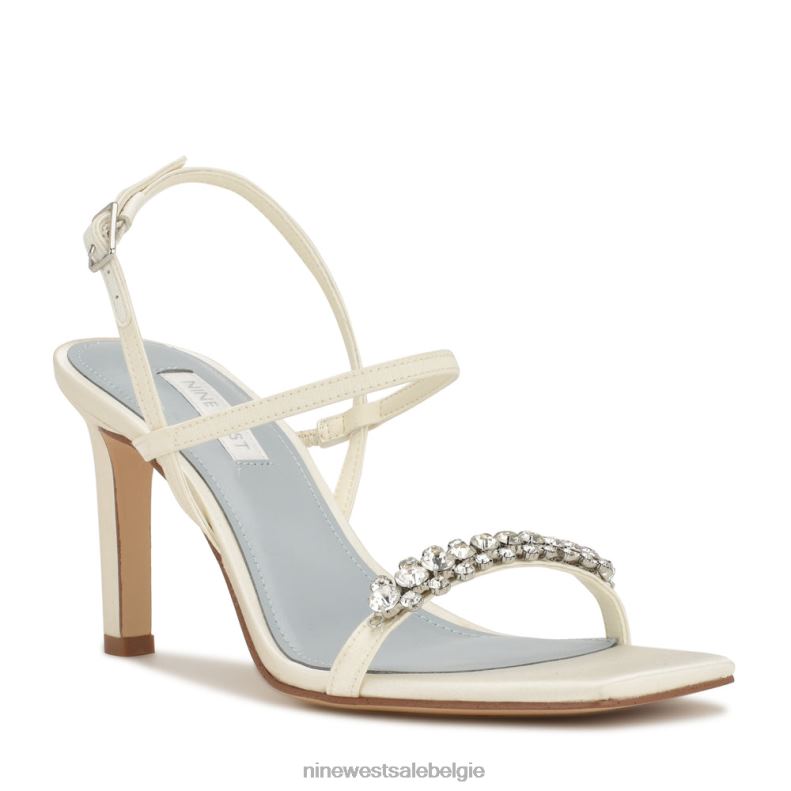 Nine West L48XT161 ivoor satijn kristal Oreece slingback sandalen met hak