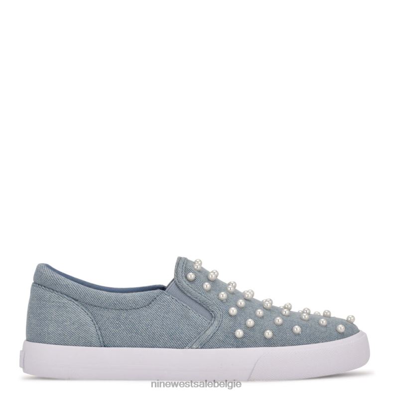 Nine West L48XT882 lichtblauw denim leuke slip-on sneakers