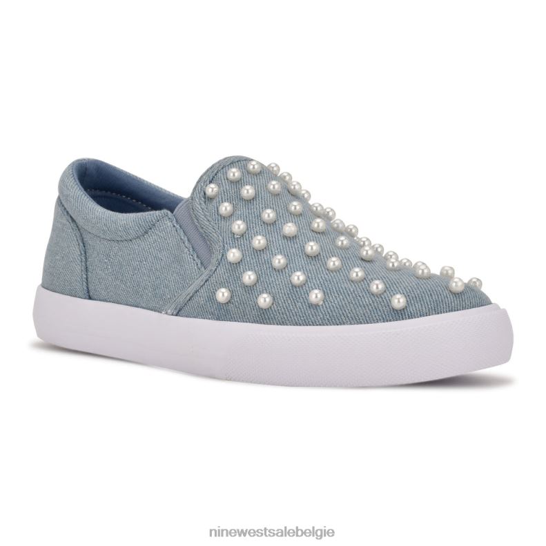 Nine West L48XT882 lichtblauw denim leuke slip-on sneakers